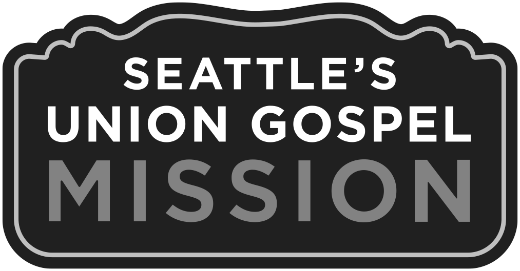 Logo of Seattle's Union Gospel Mission, a organization serving those experiencing homelessness and poverty in Seattle, and a ministry partner of Crown Hill Church.