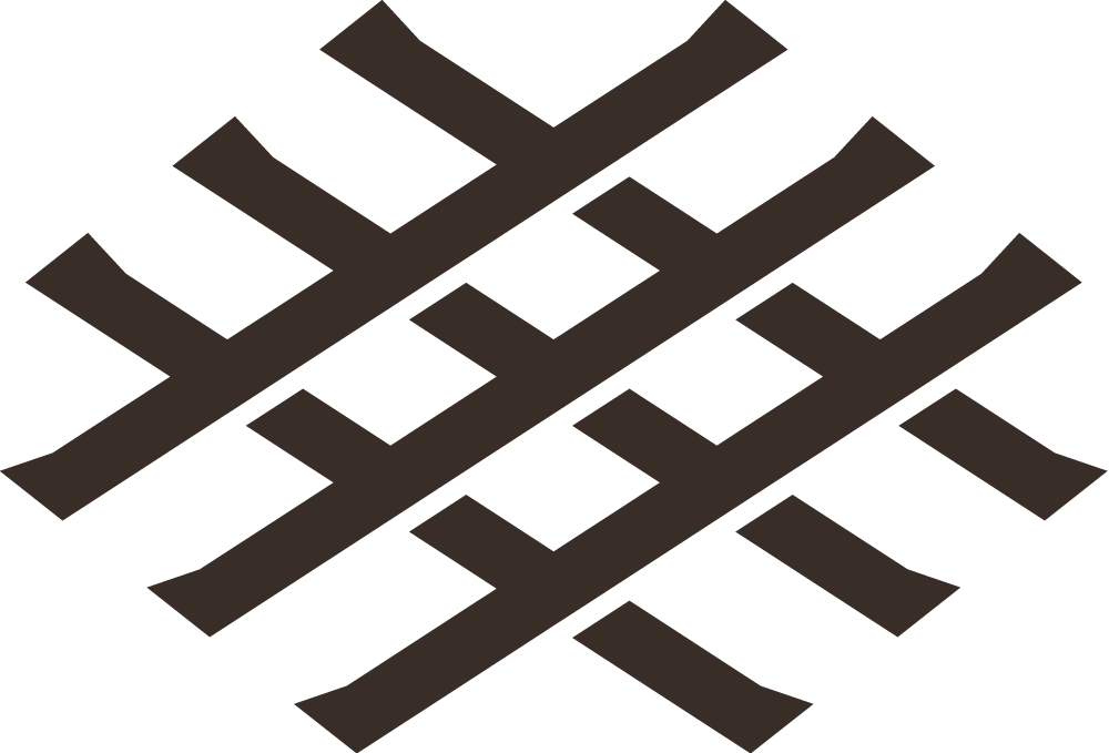 A brown, wooden lattice grill or pattern on a black background.