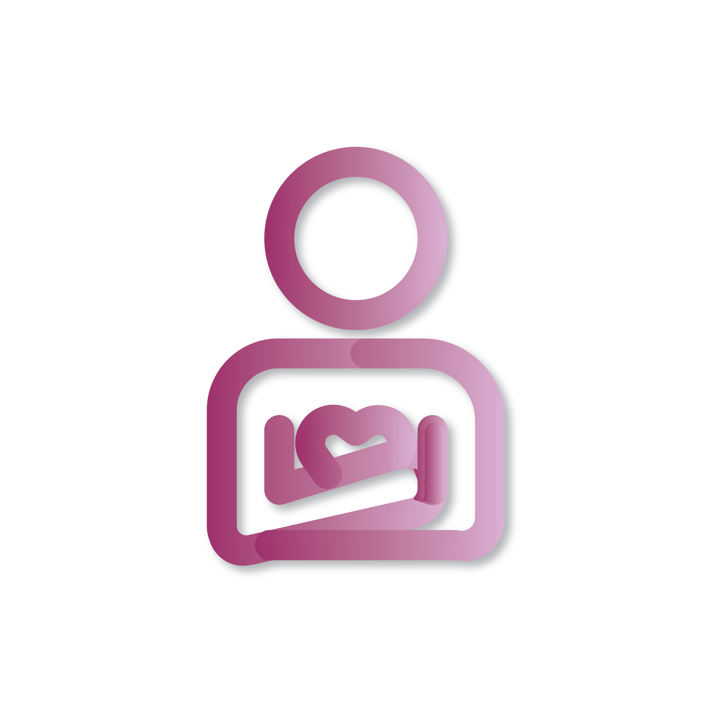 Person icon holding a heart, representing dignity and care.