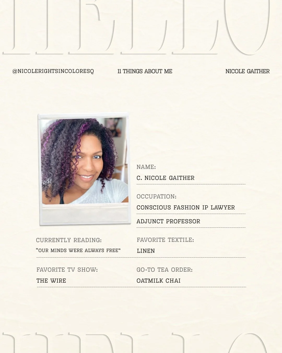 We have some new faces here, so welcome! Here are 11+ things about me!