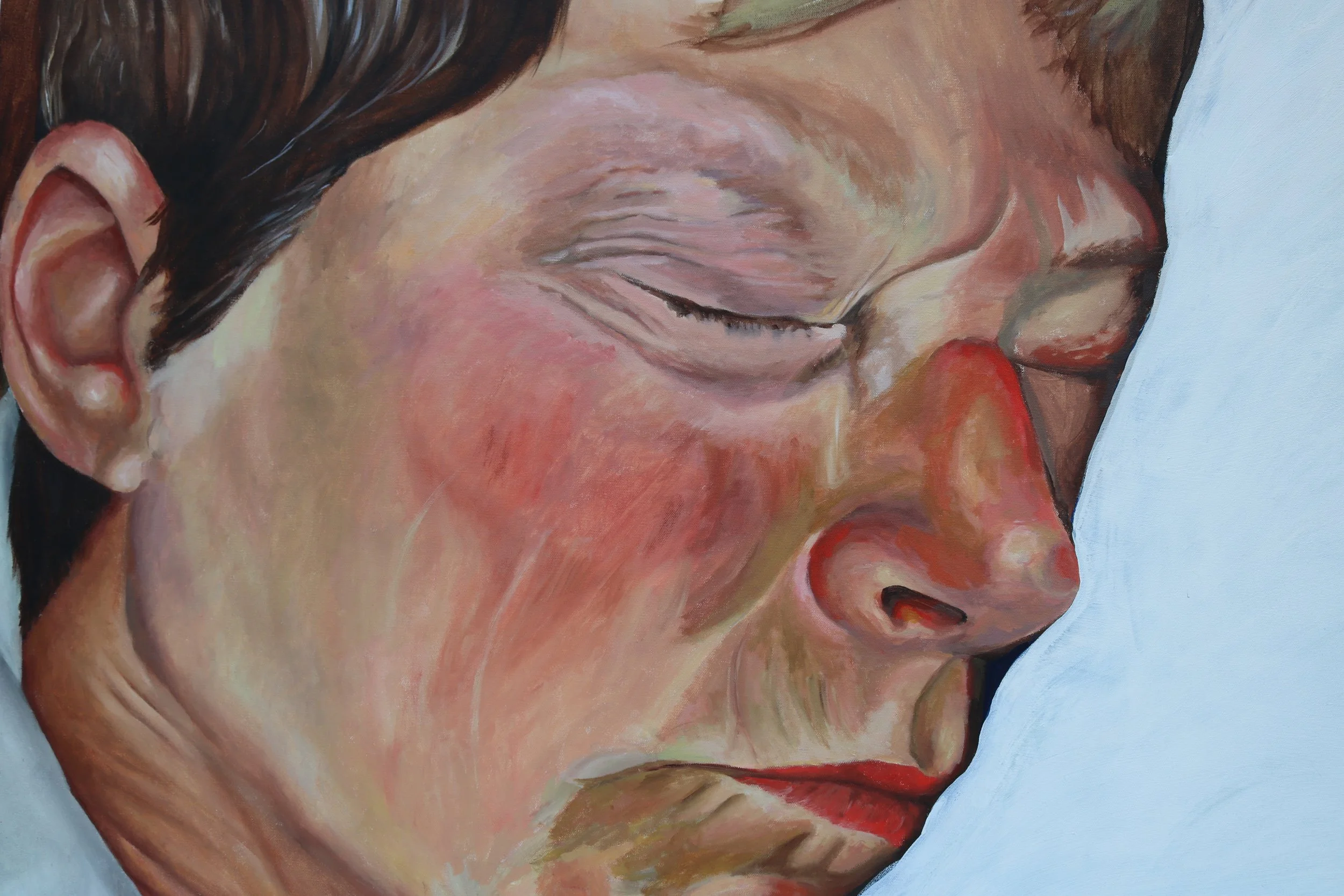 A painting of a woman asleep.