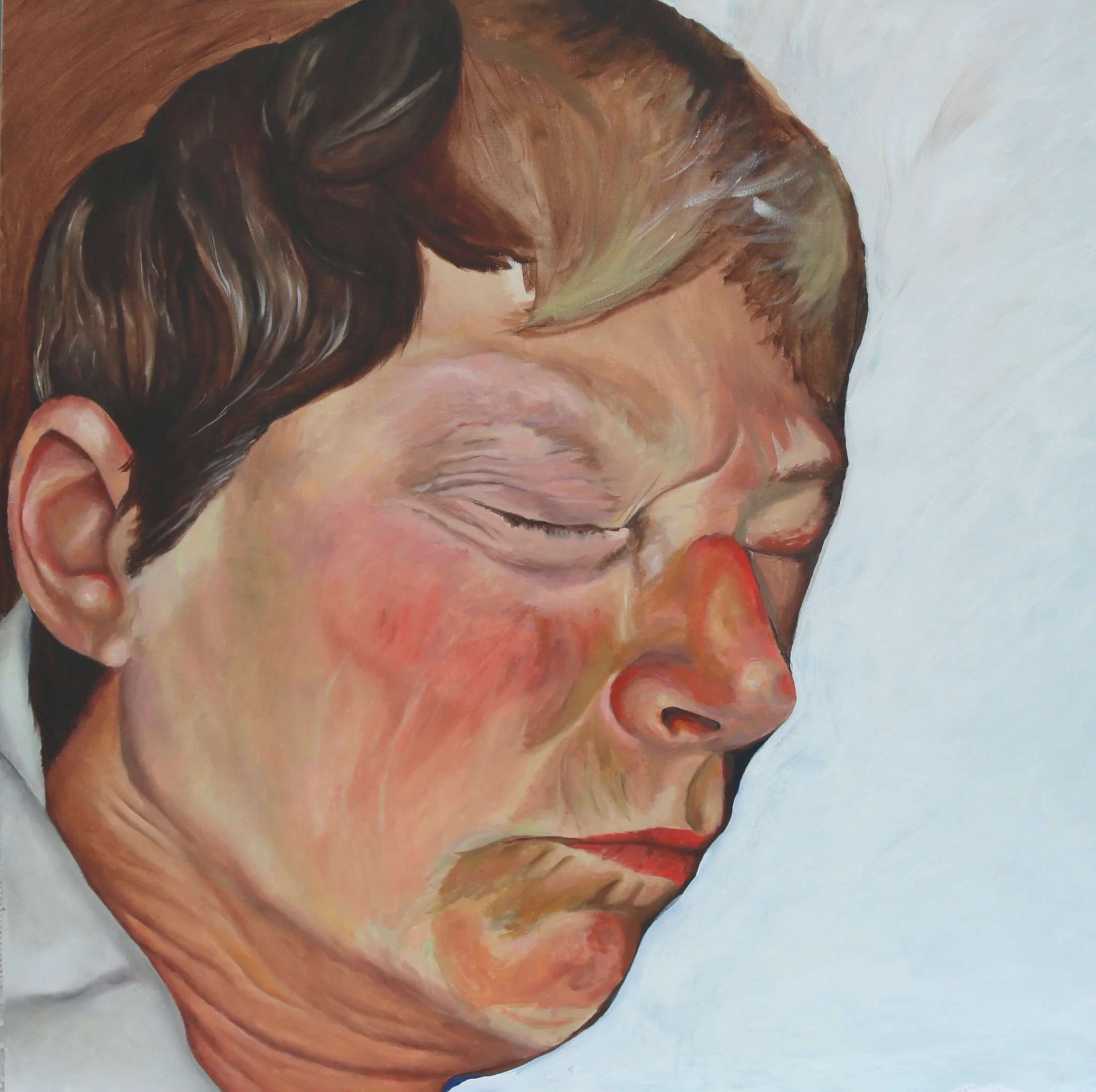 A painting of a woman asleep.