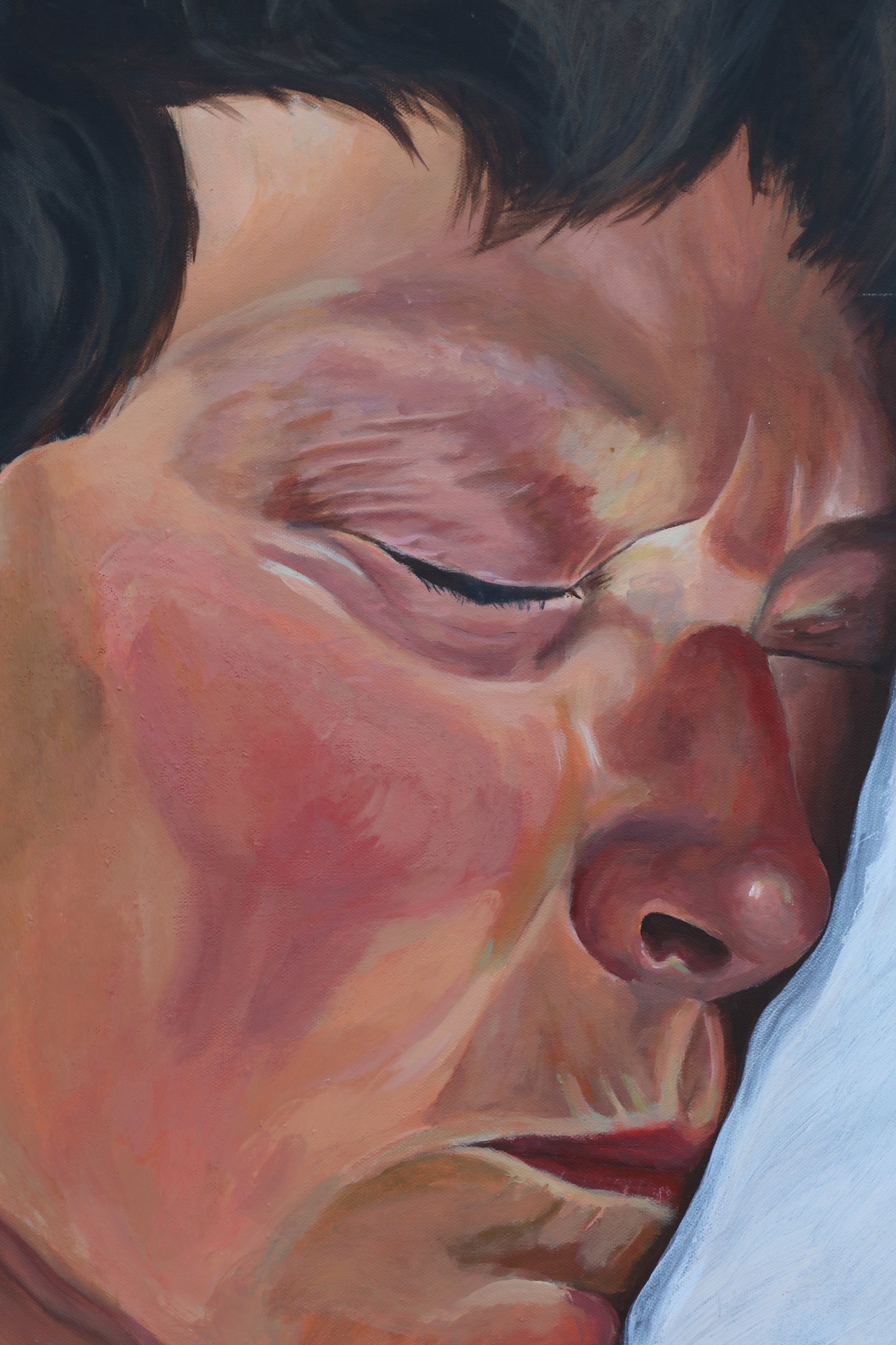 A painting of a woman asleep.