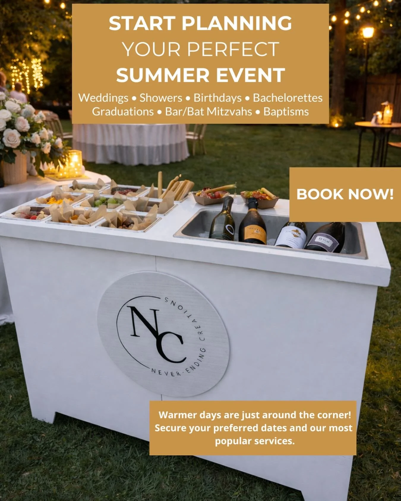 As the chill of winter lingers, it&rsquo;s the perfect time to start dreaming of sunshine, blooming flowers, and outdoor celebrations. ☀️Secure your dates, gather your ideas, and start creating unforgettable memories for the seasons ahead. The best c