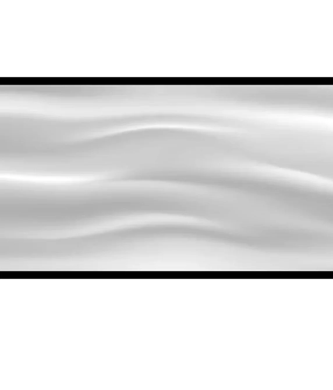 A metallic metallic strip with a smooth, reflective surface, bordered by two black lines at the top and bottom.