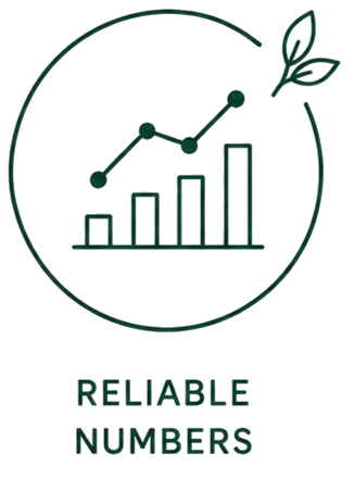 Reliable numbers icon representing accurate bookkeeping.