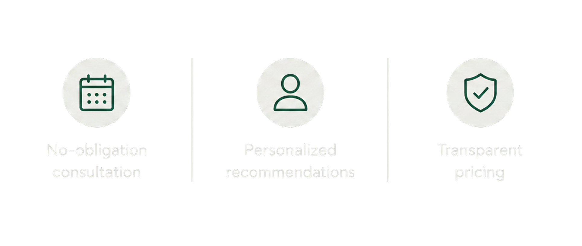 Three-step bookkeeping process: free consultation, personalized recommendations, and transparent pricing.