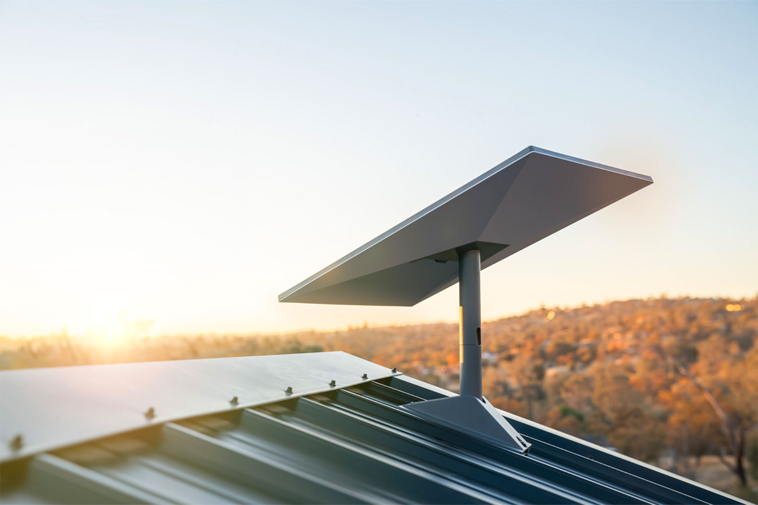 Starlink panel mounted on a rooftop.