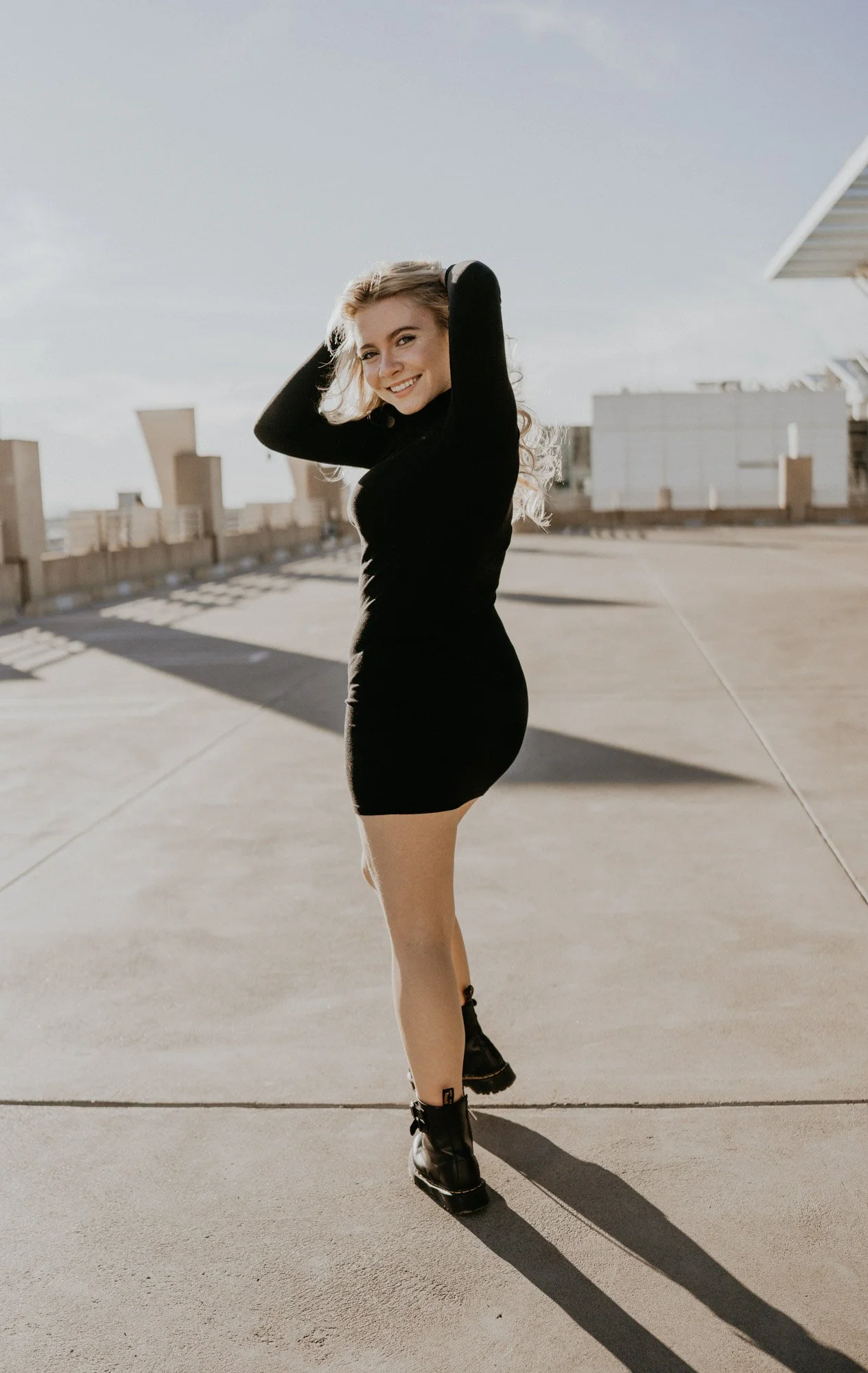 Rooftop senior photos in downtown Phoenix