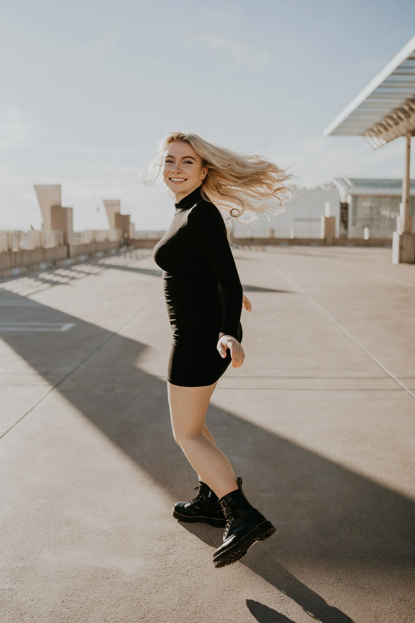 Rooftop senior photos in downtown Phoenix