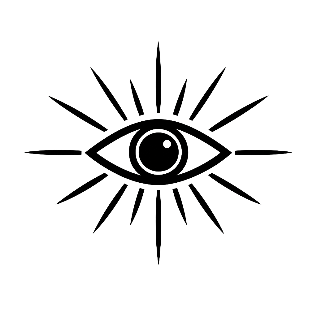 An eye with rays shooting out.