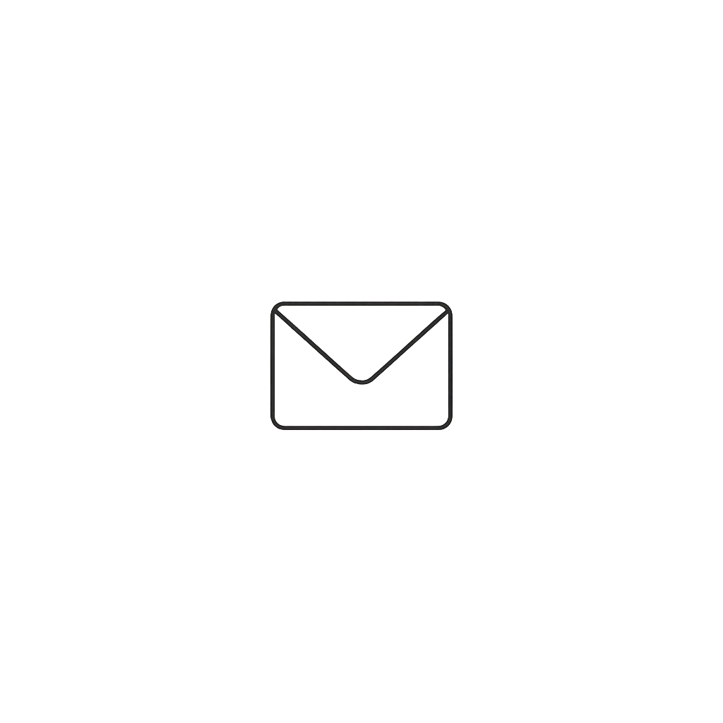 Line drawing of a person holding an envelope in front of their face, with the envelope covering the mouth and nose.
