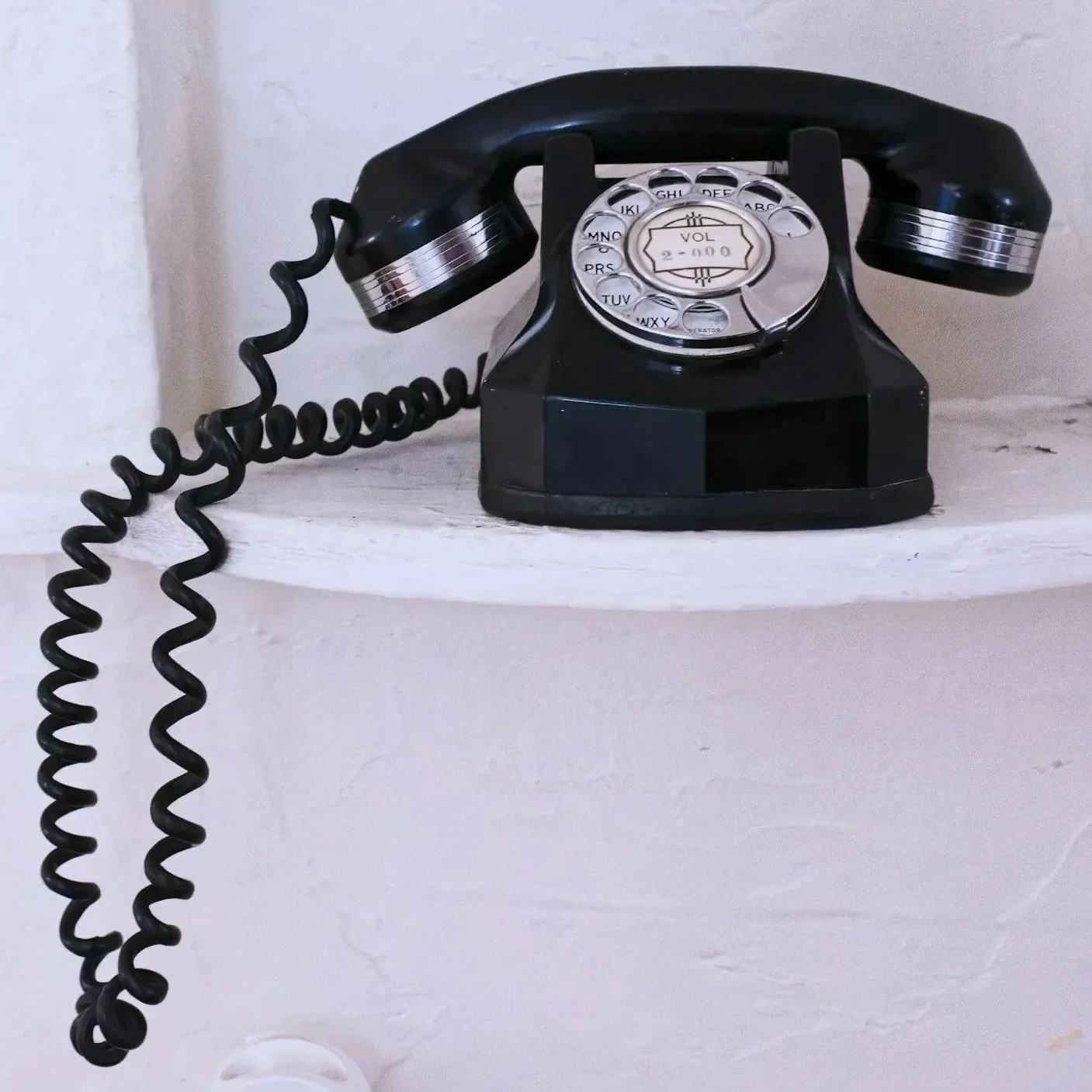 Black rotary phone at The Landline Social Club in Lincoln, Nebraska