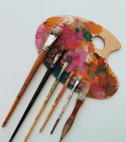 A colorful paint palette used for self-expression at The Landline