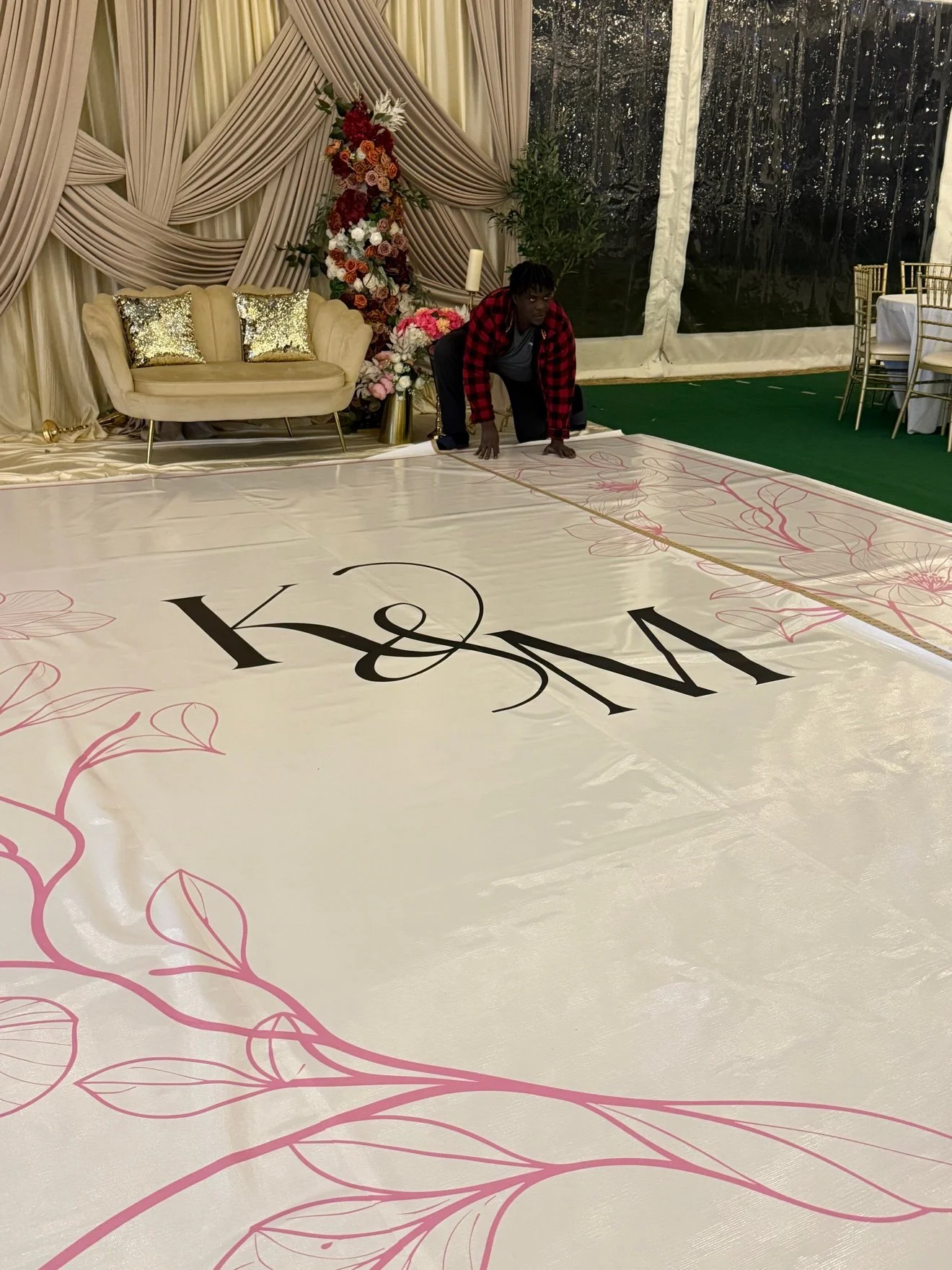 Installing the K & M dance floor, seam by seam