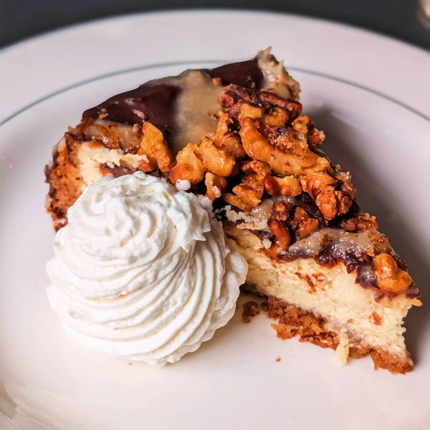 Enjoy this first glimpse of fall foliage and save room for our Turtle Cheesecake tonight with fresh caramel and chocolate ganache 😍