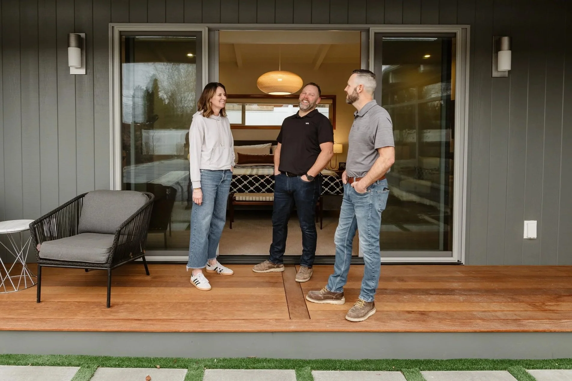 Butler Brothers Construction laughing with client in Wenatchee, WA