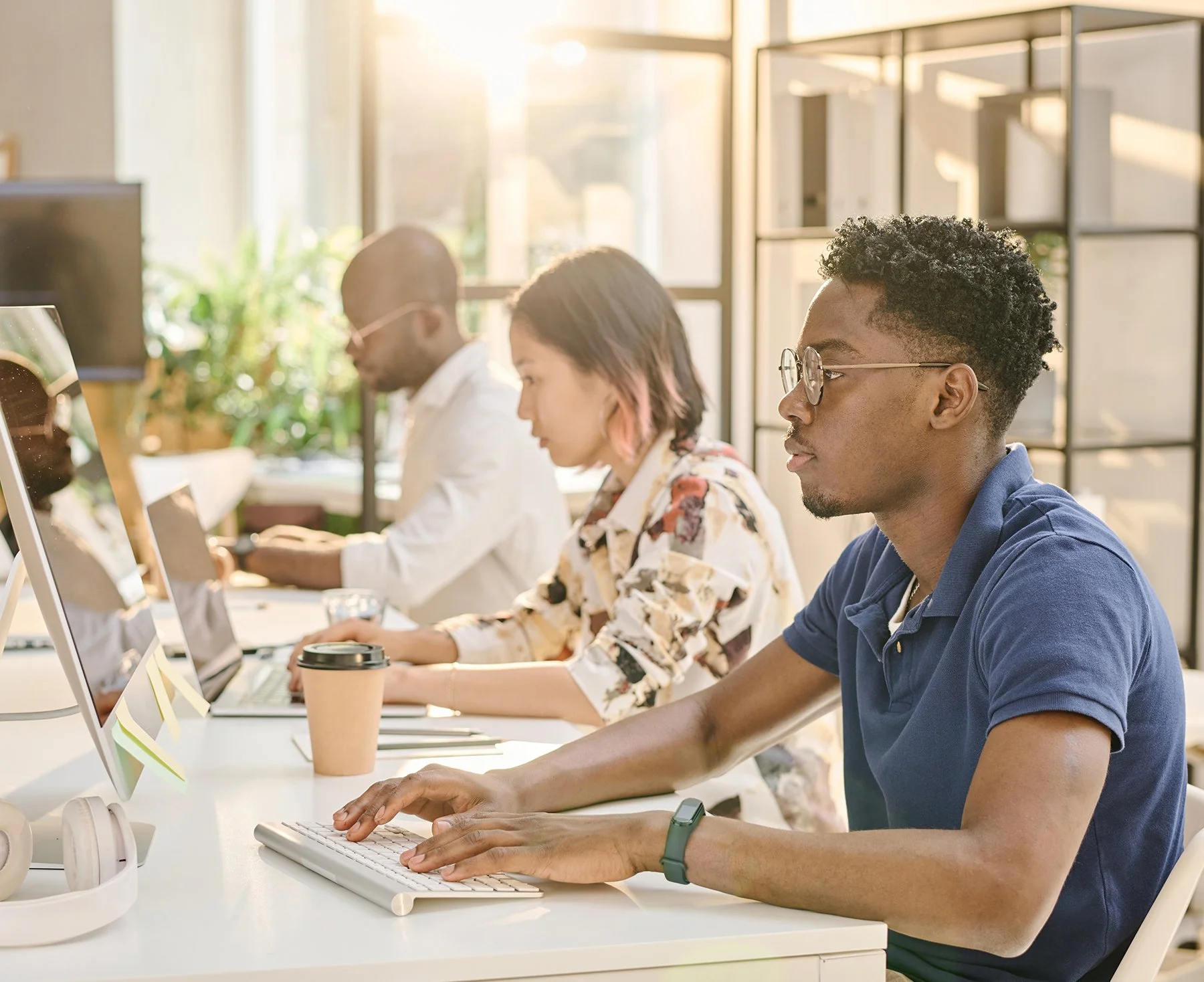 College students collaborating on a game development project