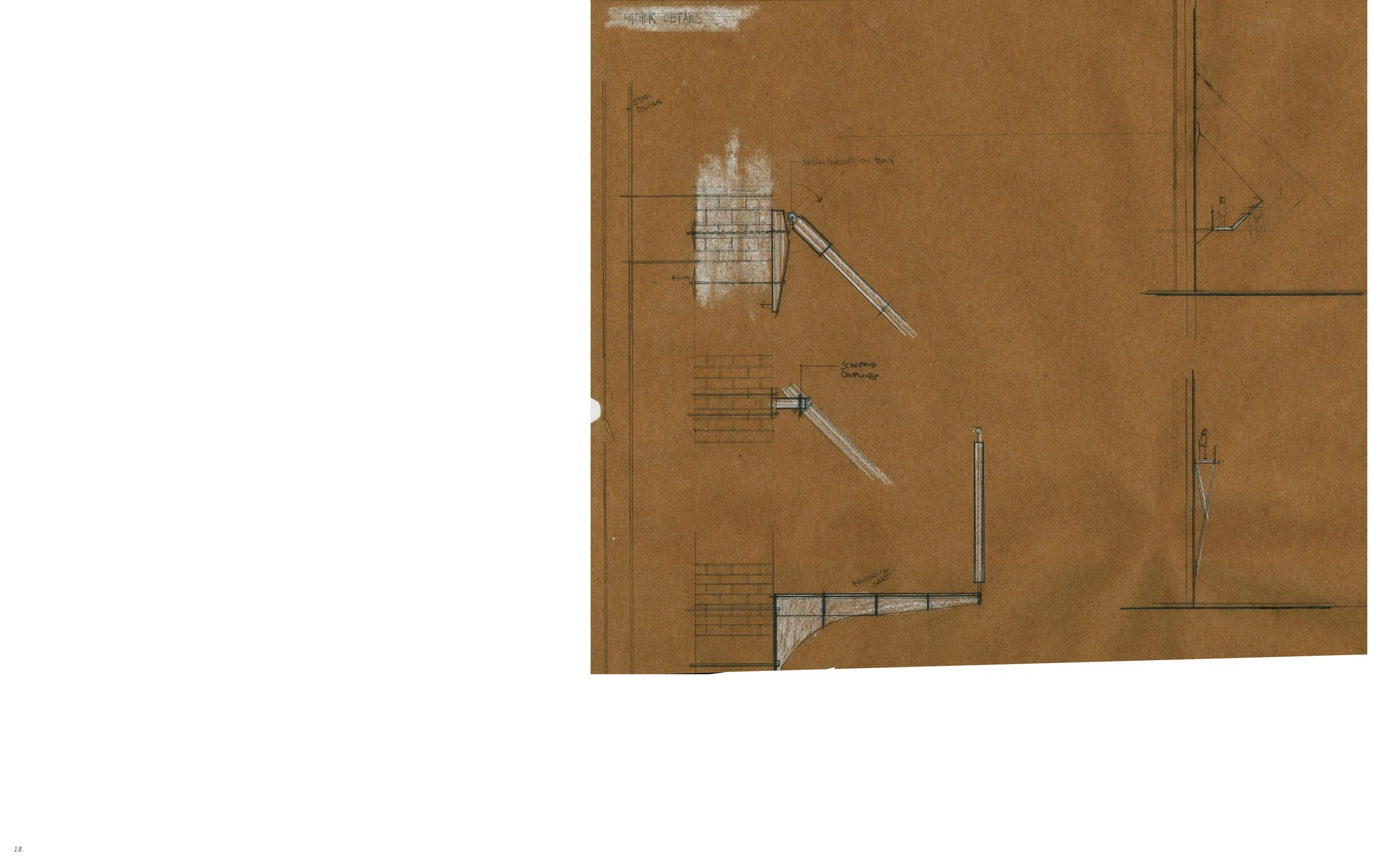 Architectural blueprint drawing with floor plan, stairs, and structural details.