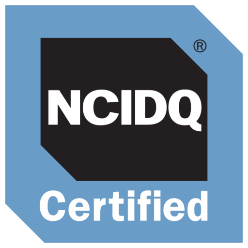 NCIDQ Certified logo on a blue background.