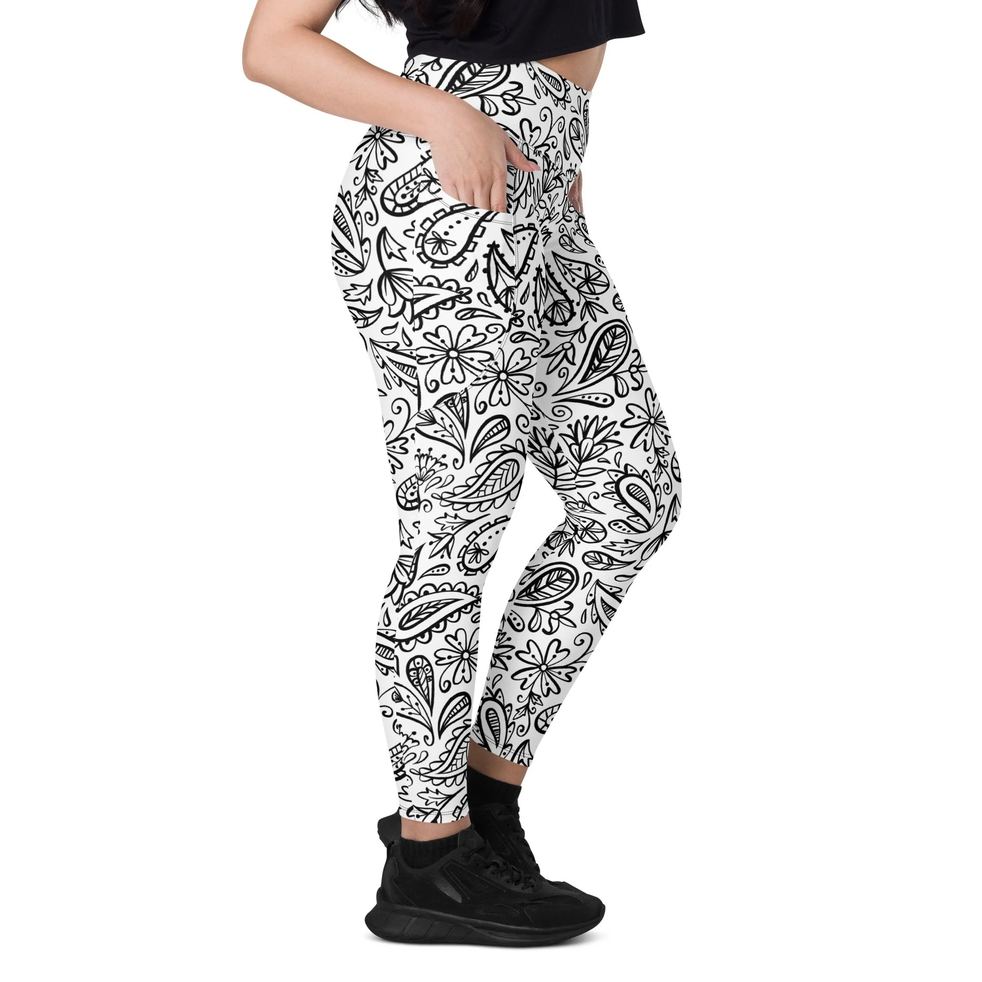 ROME | White Paisley - Women's Leggings