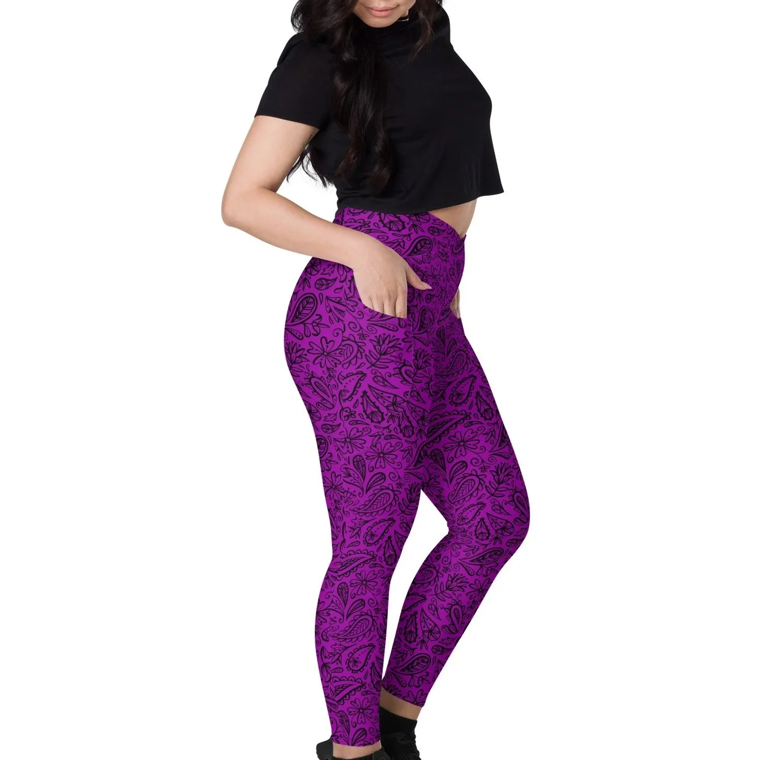 ROME | PURPLE PAISLEY : RECYCLED STUDIO LEGGINGS