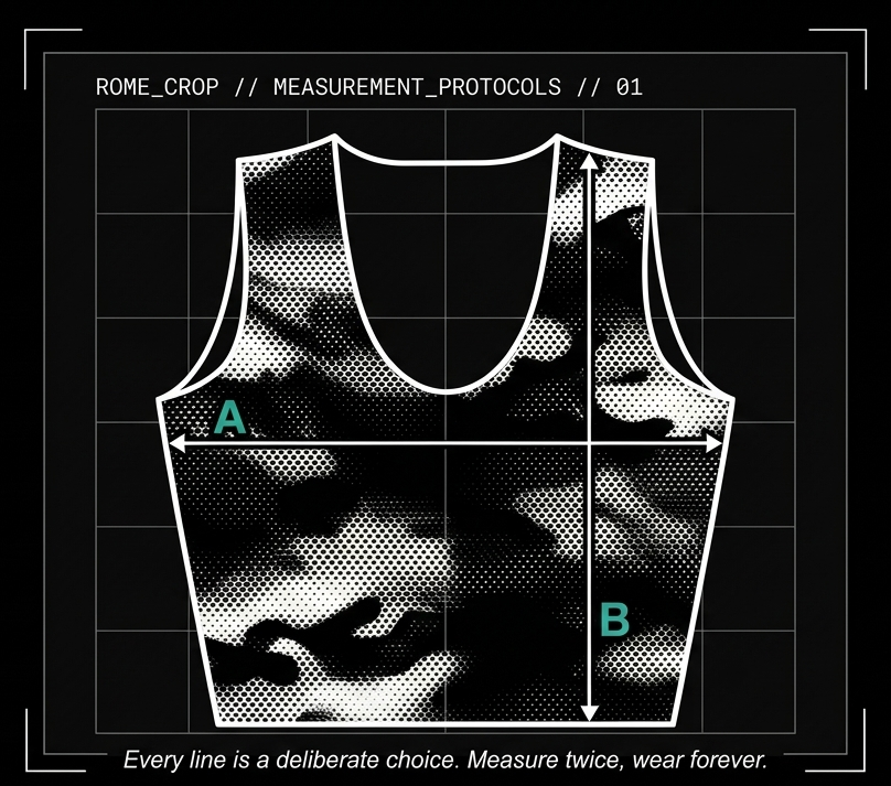 Showing measurement guidelines labeled A for width and B for length.