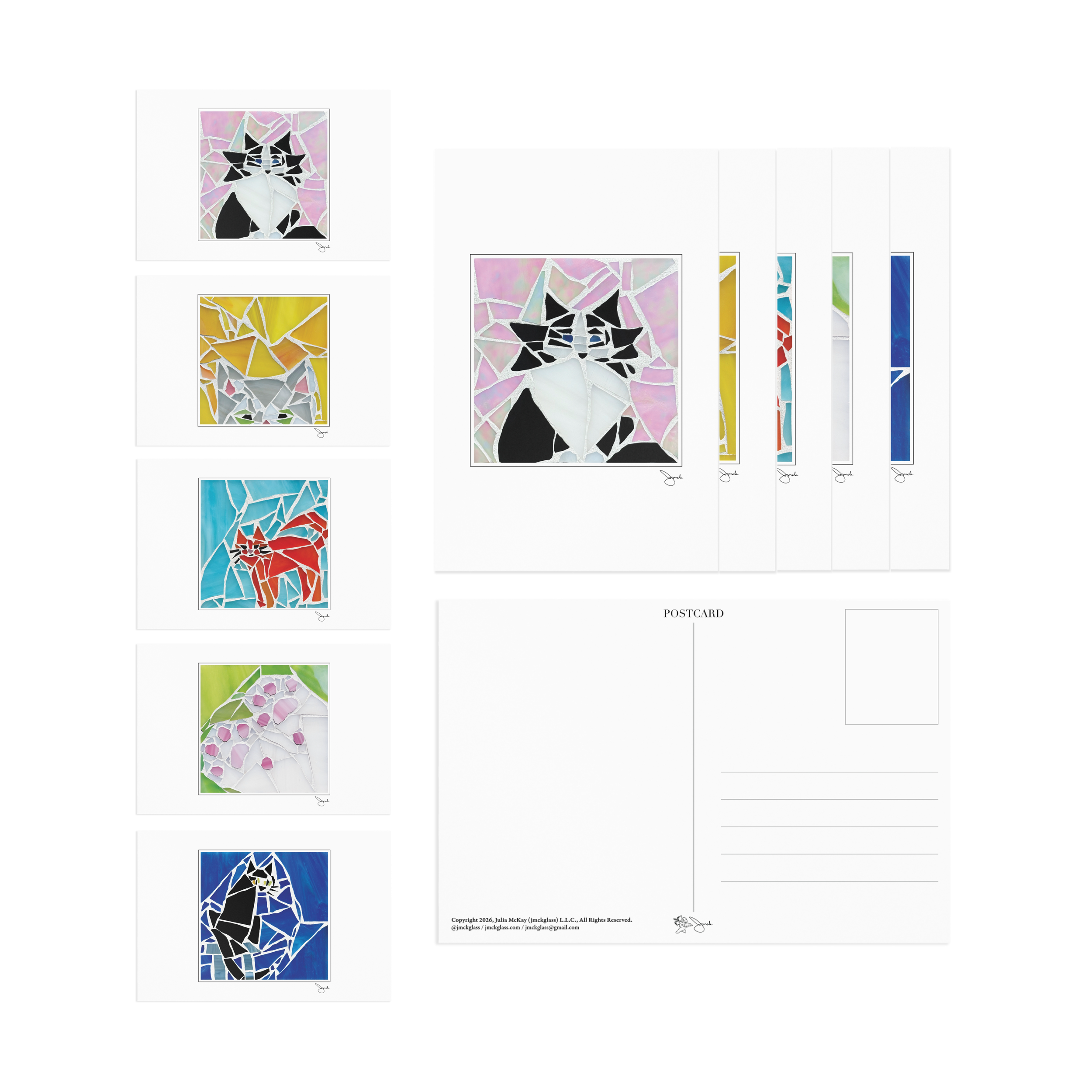 Cat Mosaic Mini Series Postcards - Set of 10