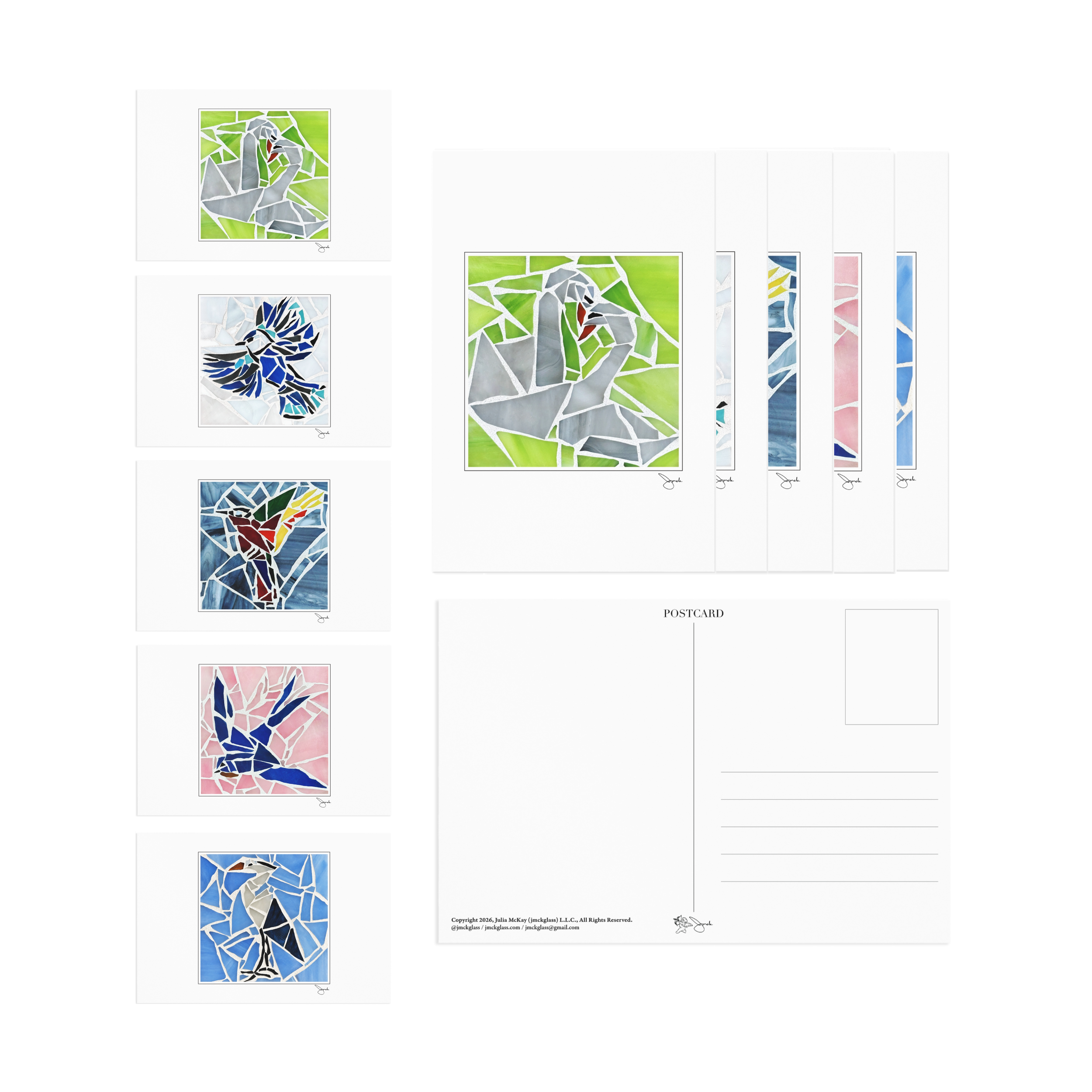 Bird Mosaic Mini Series Postcards - Set of 10