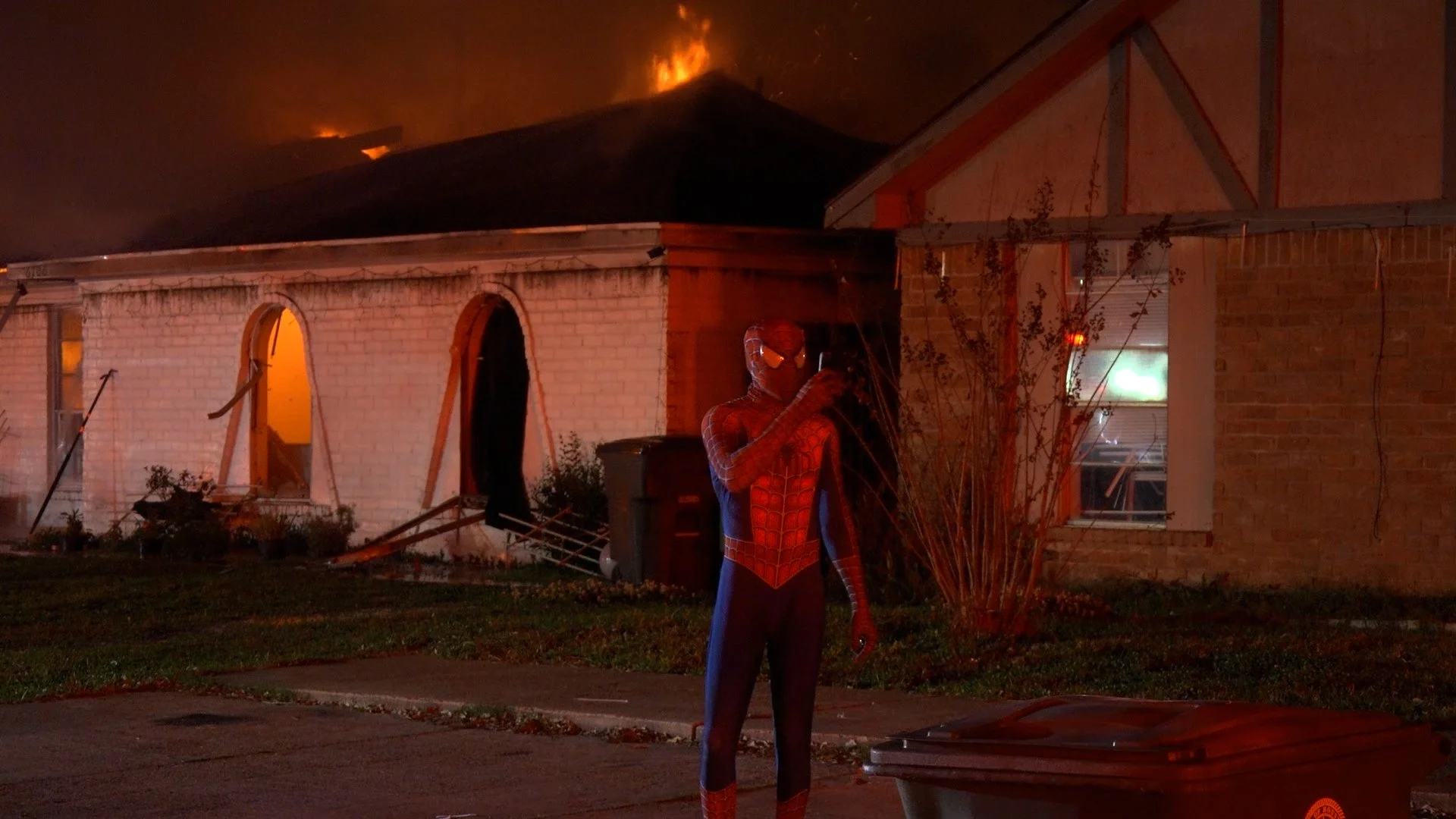 Firefighters and Spiderman respond to house fire in Missouri City