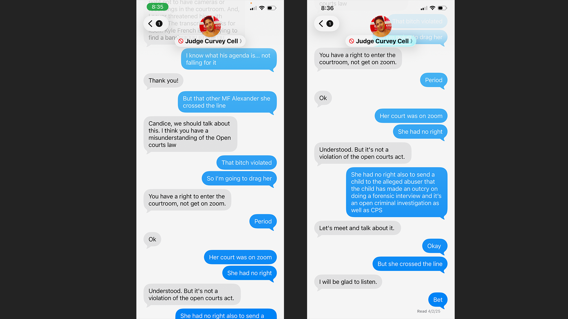 Private Texts Between Judge Curvey and Dr. Matthews Raise Questions Over Judicial Impartiality