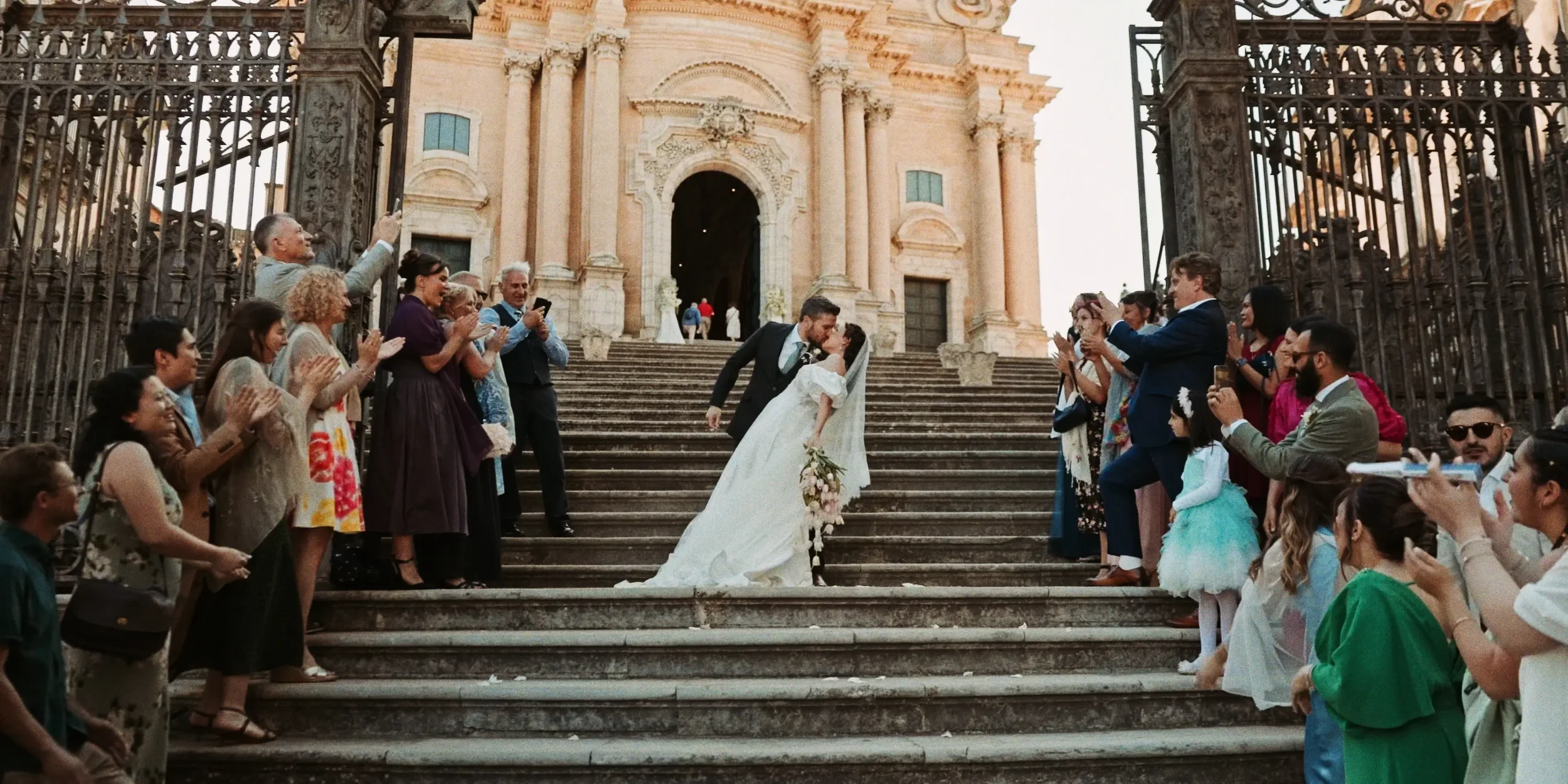 Catholic wedding ceremony in a Baroque church in Sicily