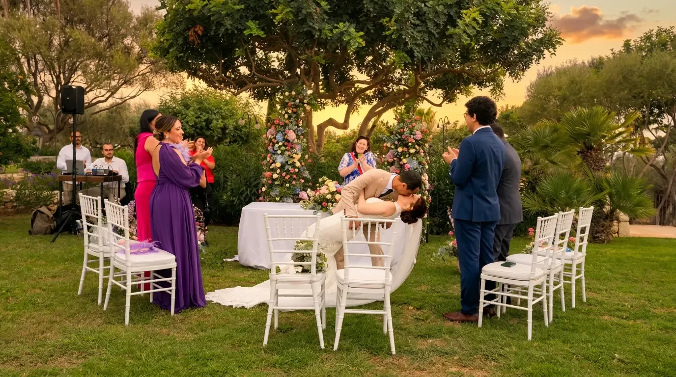 Outdoor civil ceremony at Villa Criscione, Ragusa, Sicily