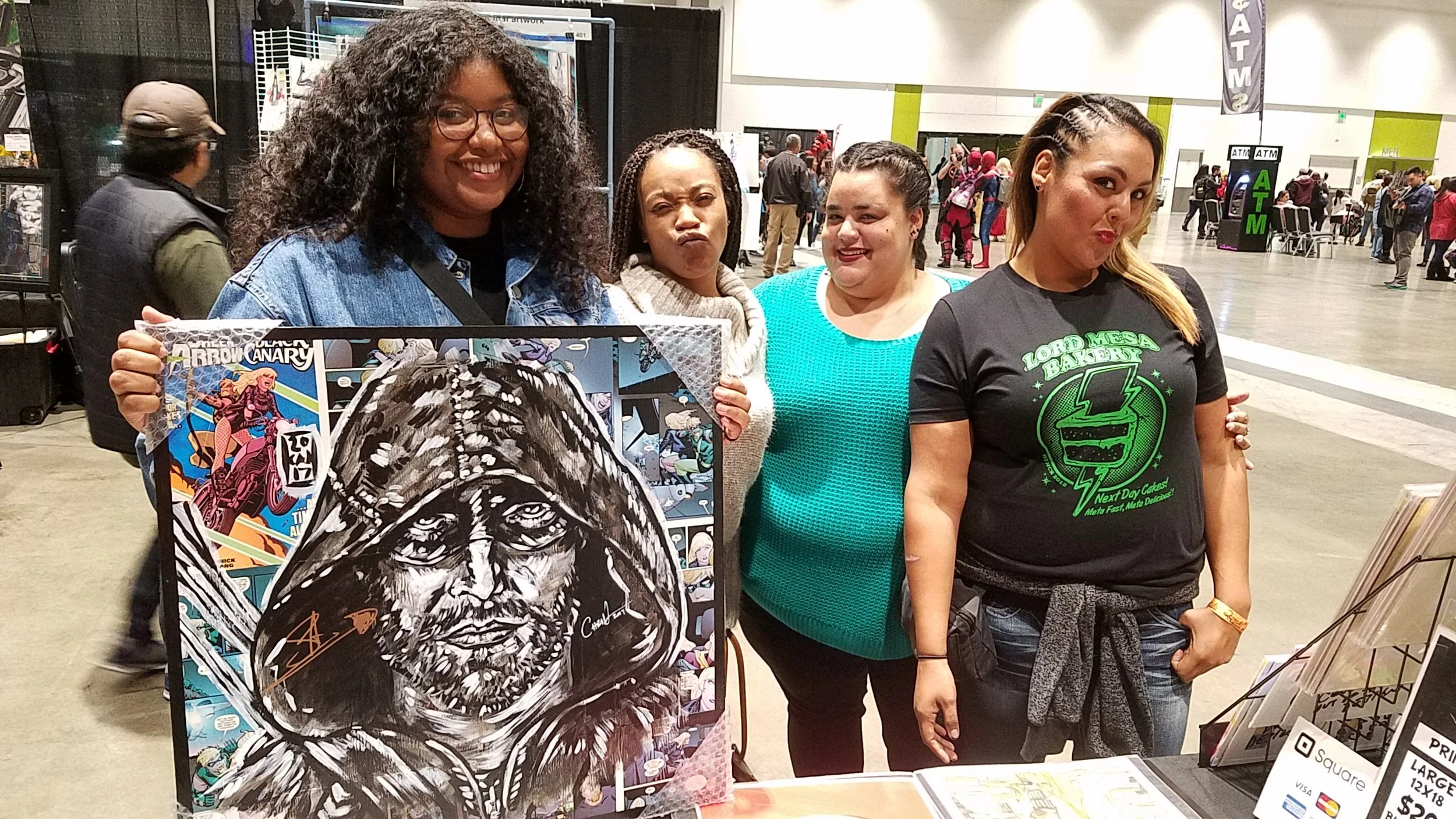 HAPPY CUSTOMERS WITH STEPHEN AMELL SIGNATURE ON MY PAINTING