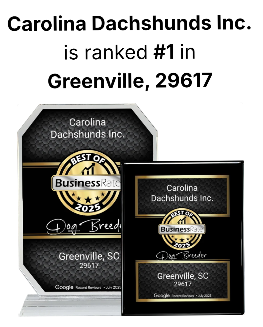 2025 award ranked #1 in Greenville, SC