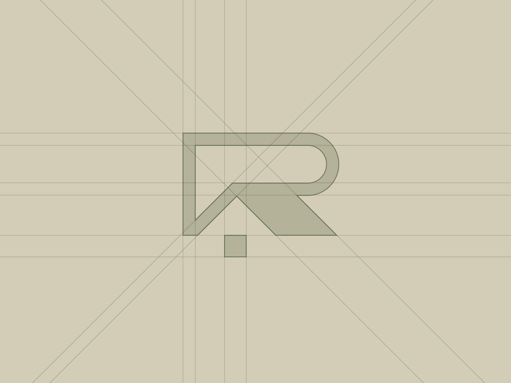 Konstrukční grid symbolu loga Rillich.