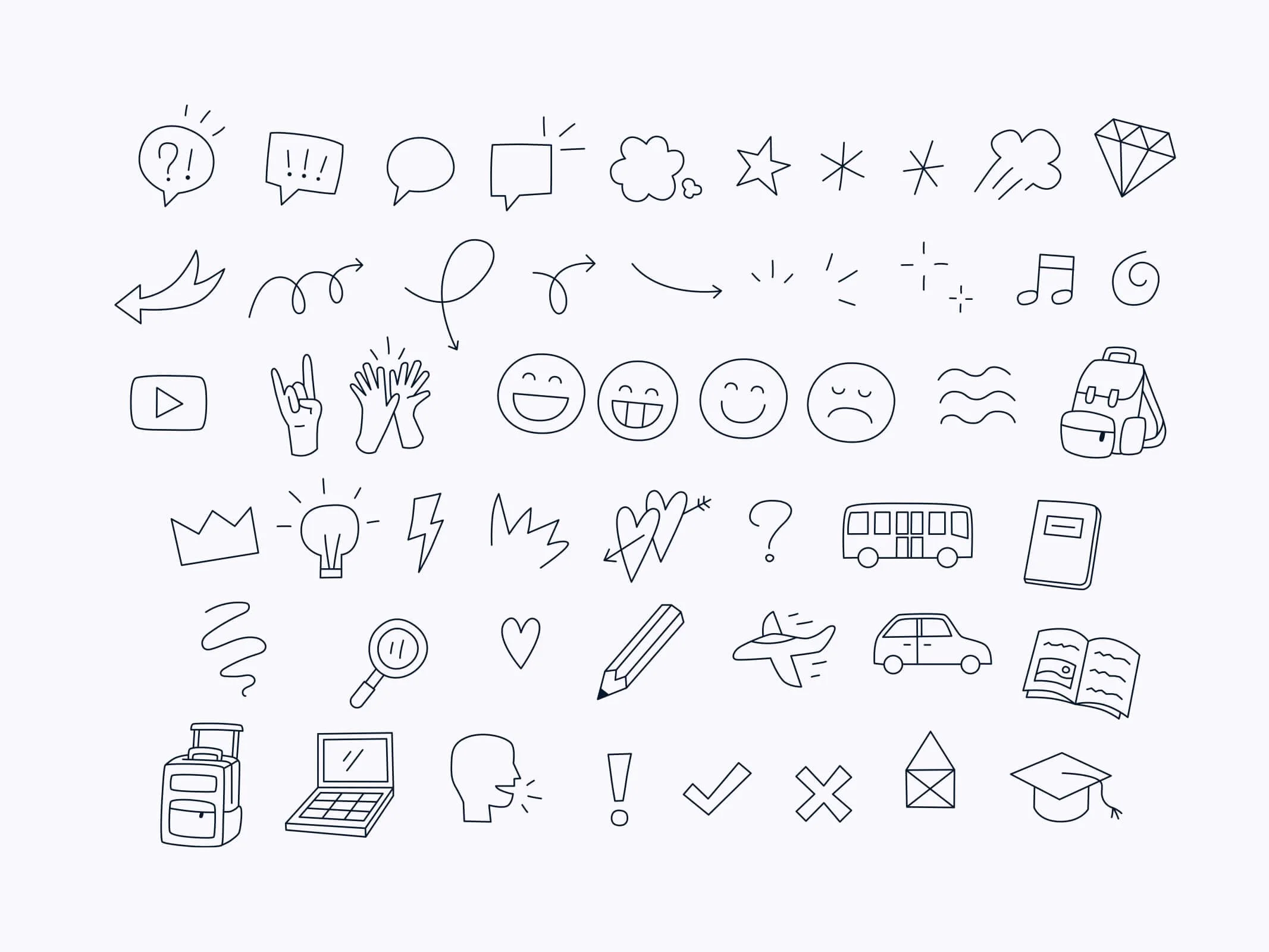 Kreslené ilustrace značky Molingo.