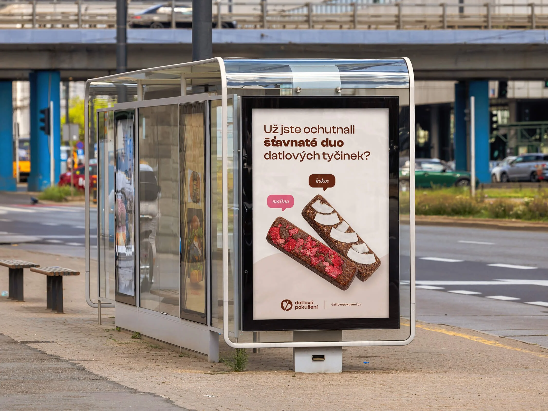 Plakát produktů značky Datlové pokušení z Vysočiny