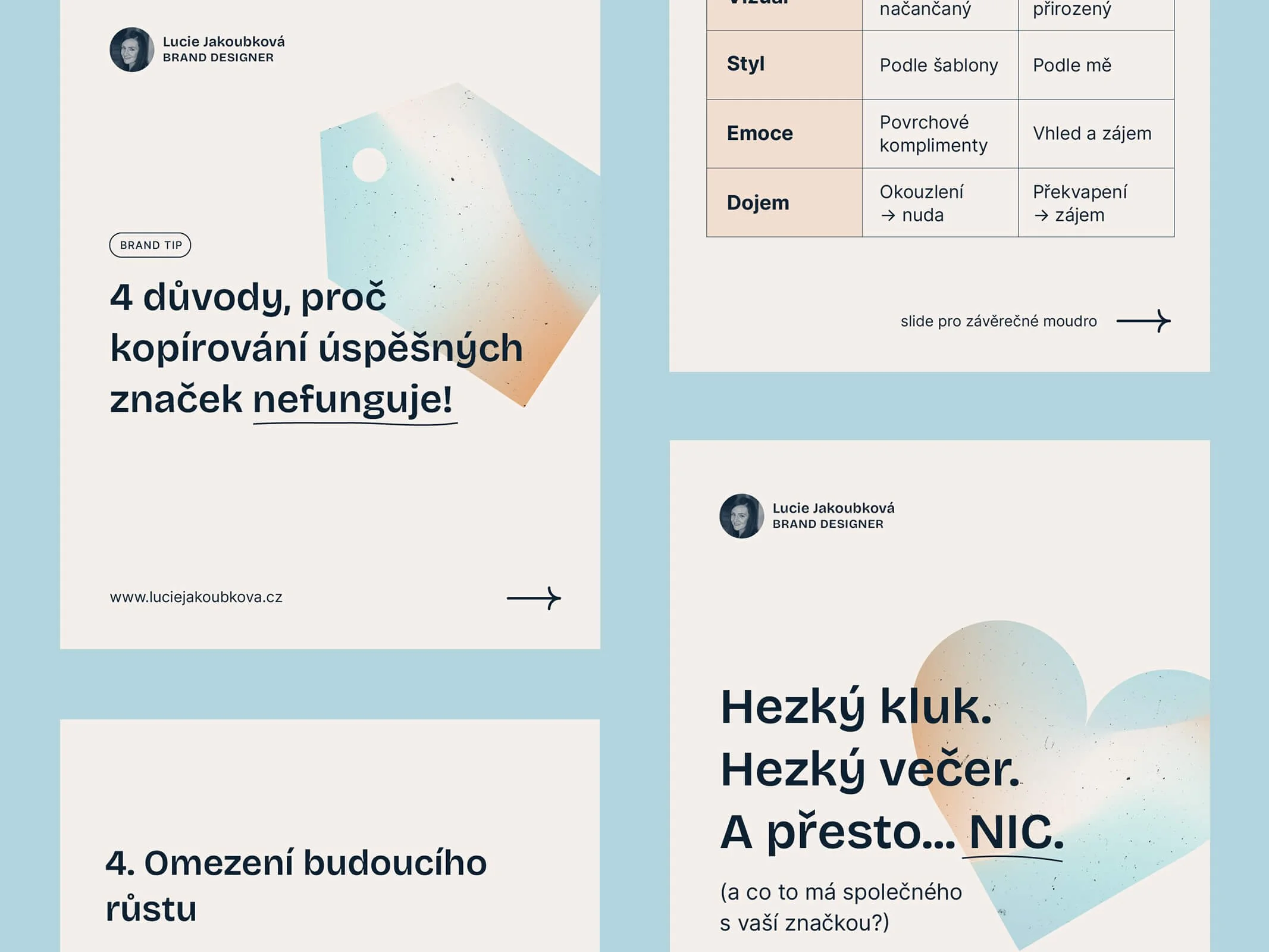 Ukázka pár příspěvků na sociální sítě.