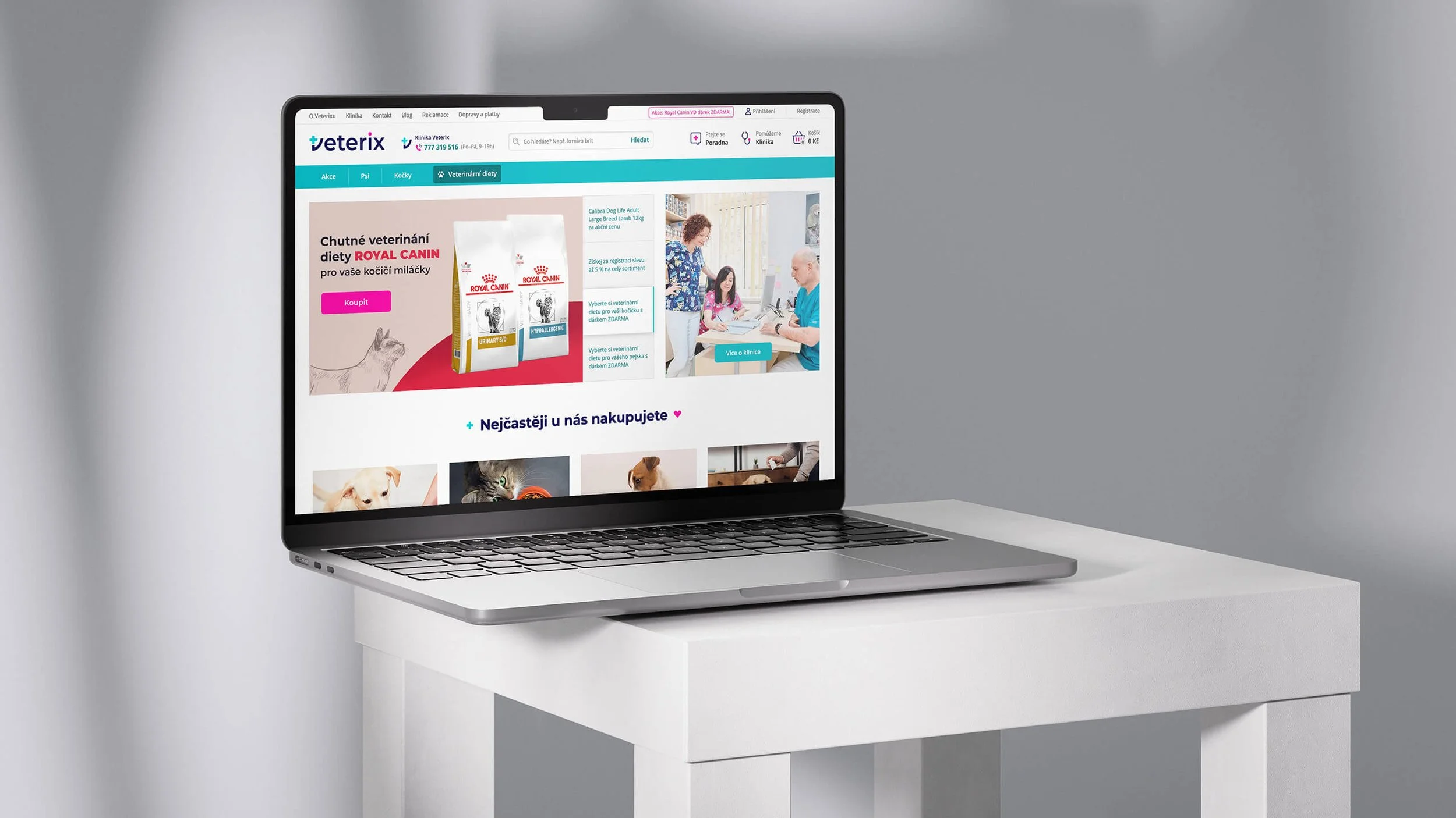 Web a e-shop veterinární kliniky Veterix.