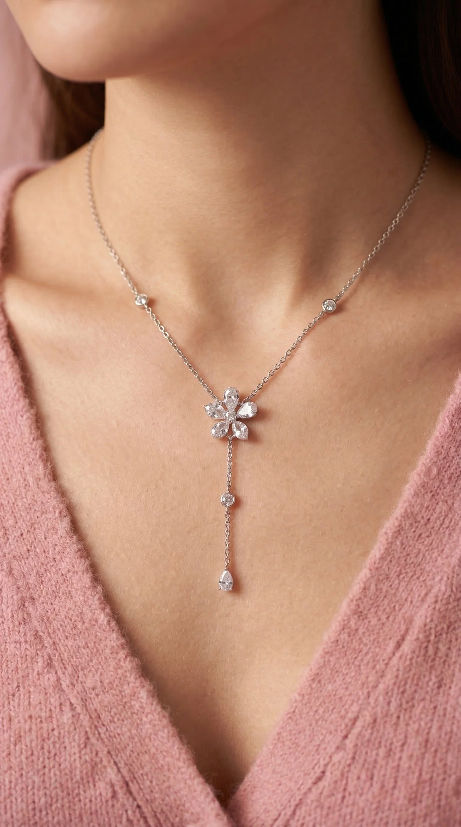 Starlight Floral Moissanite Necklace