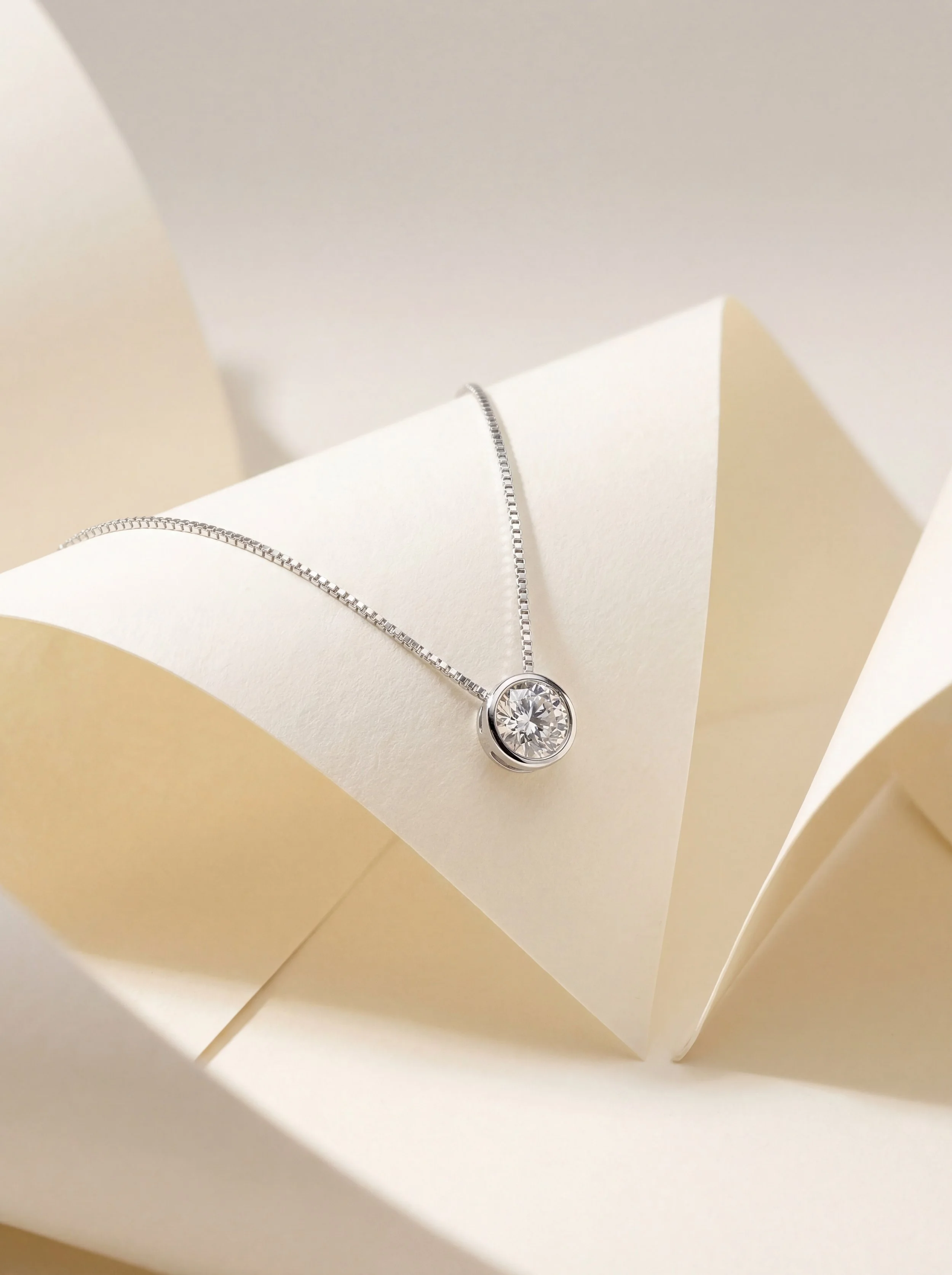 Round Bezel Moissanite Pendant Necklace