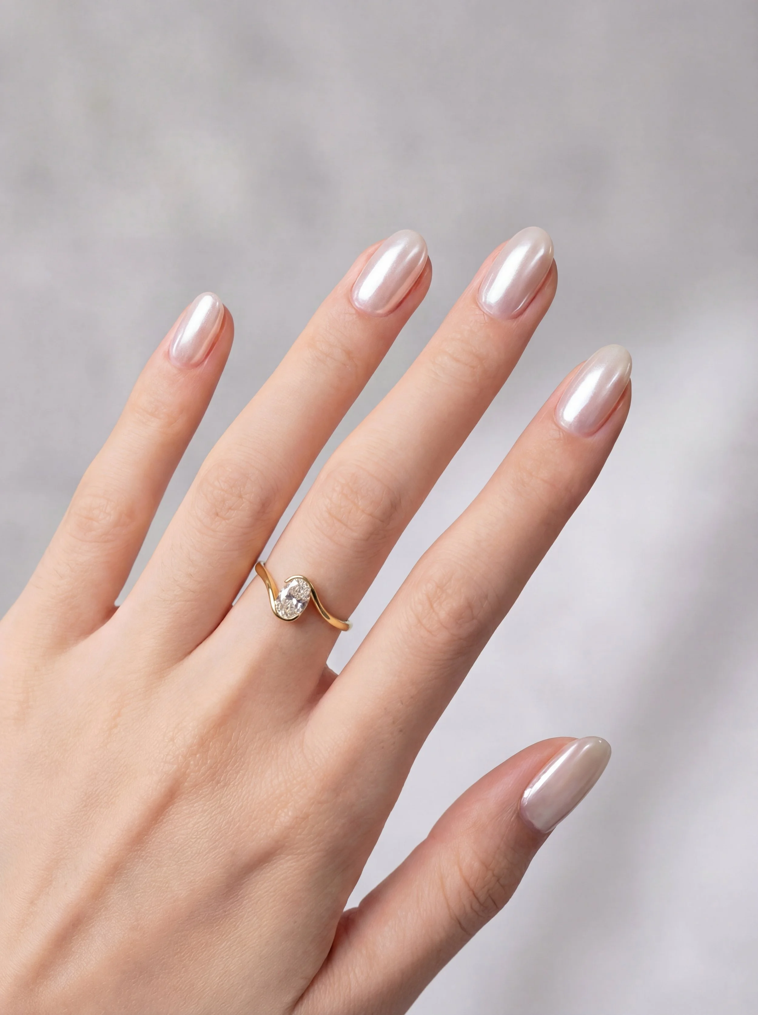 Solitaire Oval-cut Bypass Lab Grown Diamond Ring