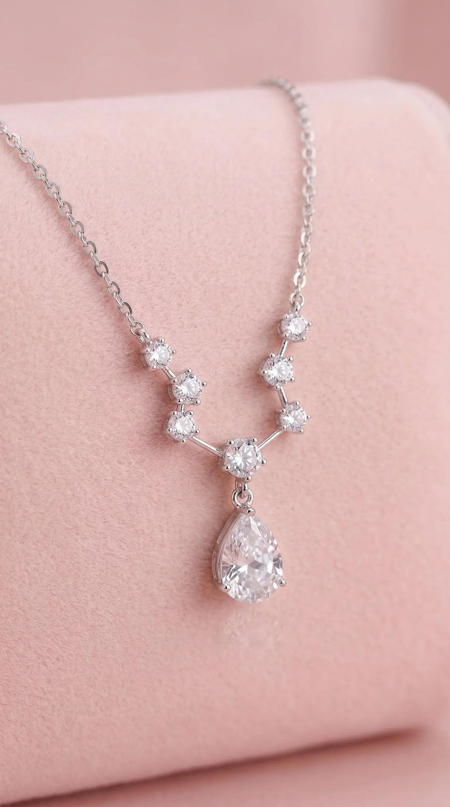 Glacial Moissanite Teardrop Pendant