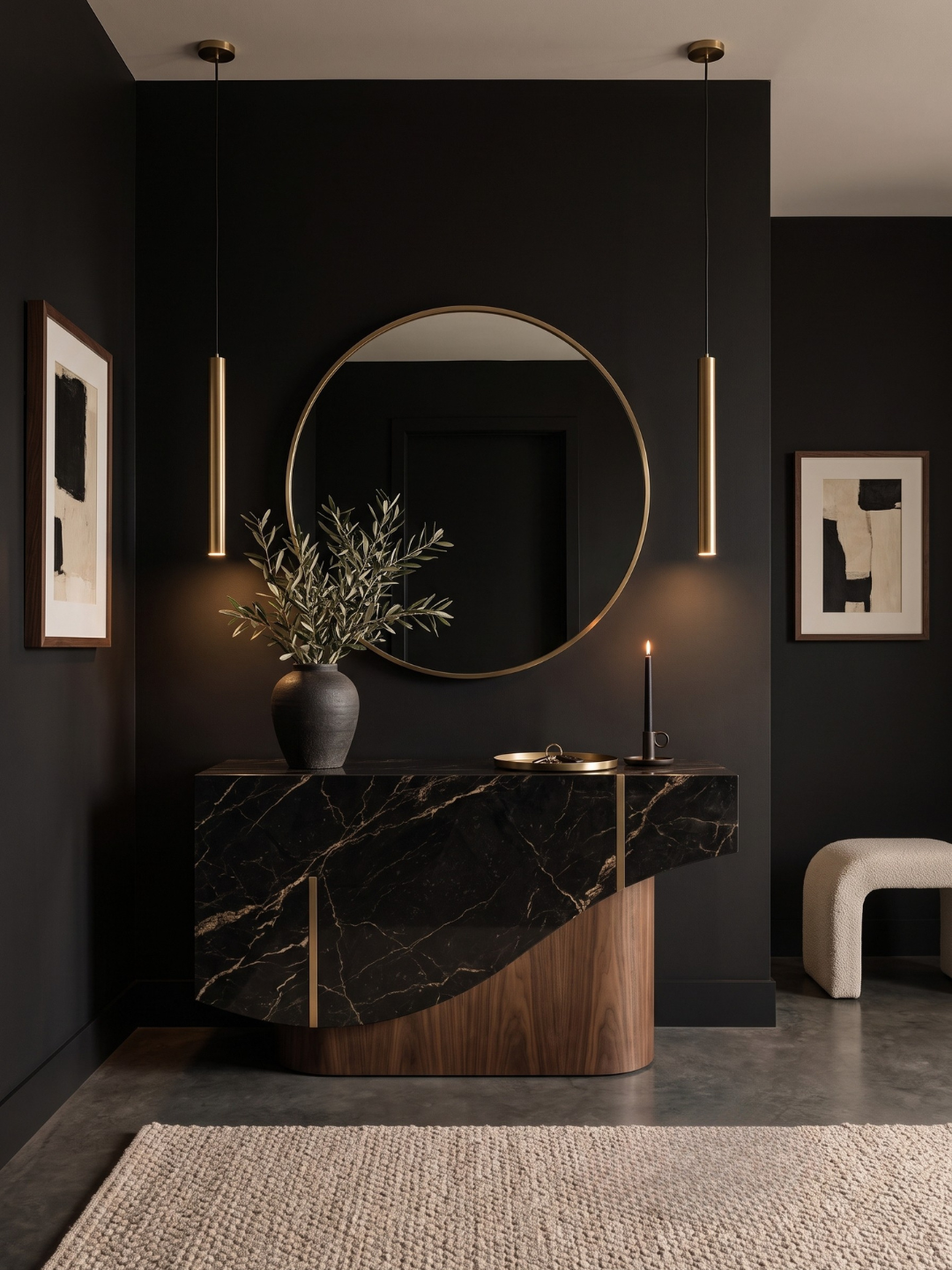 Black Accent Wall Luxury Entryway