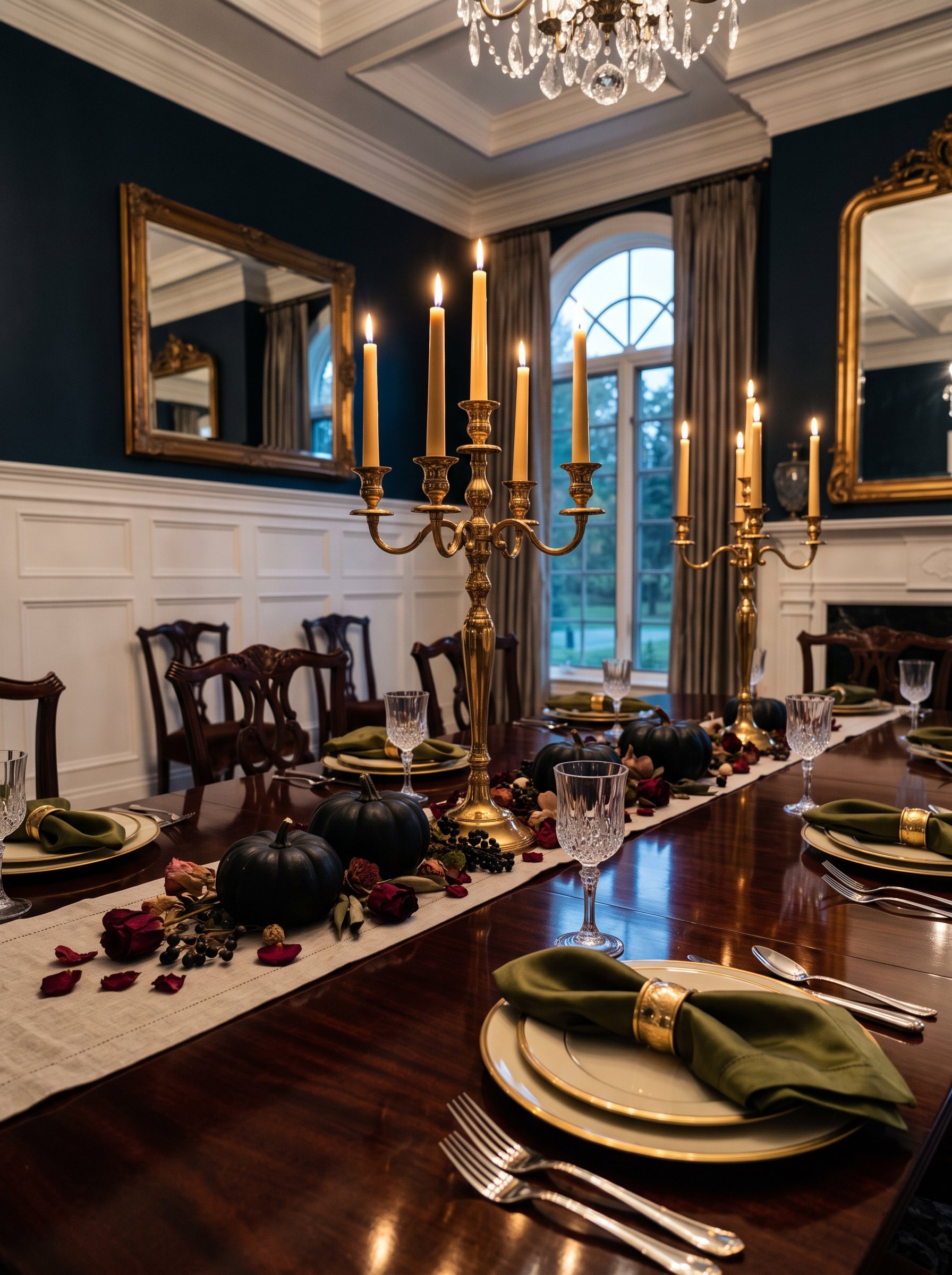 Dark Academia Dining Table Fall Decor