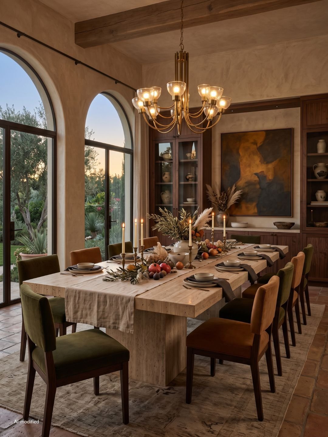 elegant dining room with fall decor table setting
