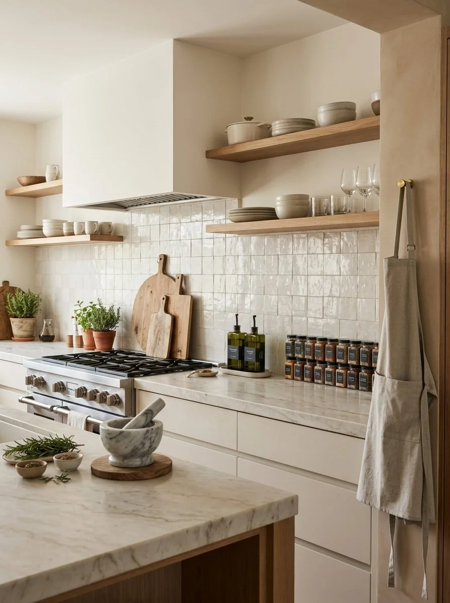 Neutral kitchen design with Amazon Products showing Home Cook Gift Ideas