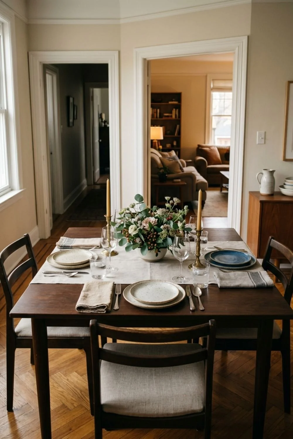 small dining table set for 3 guests