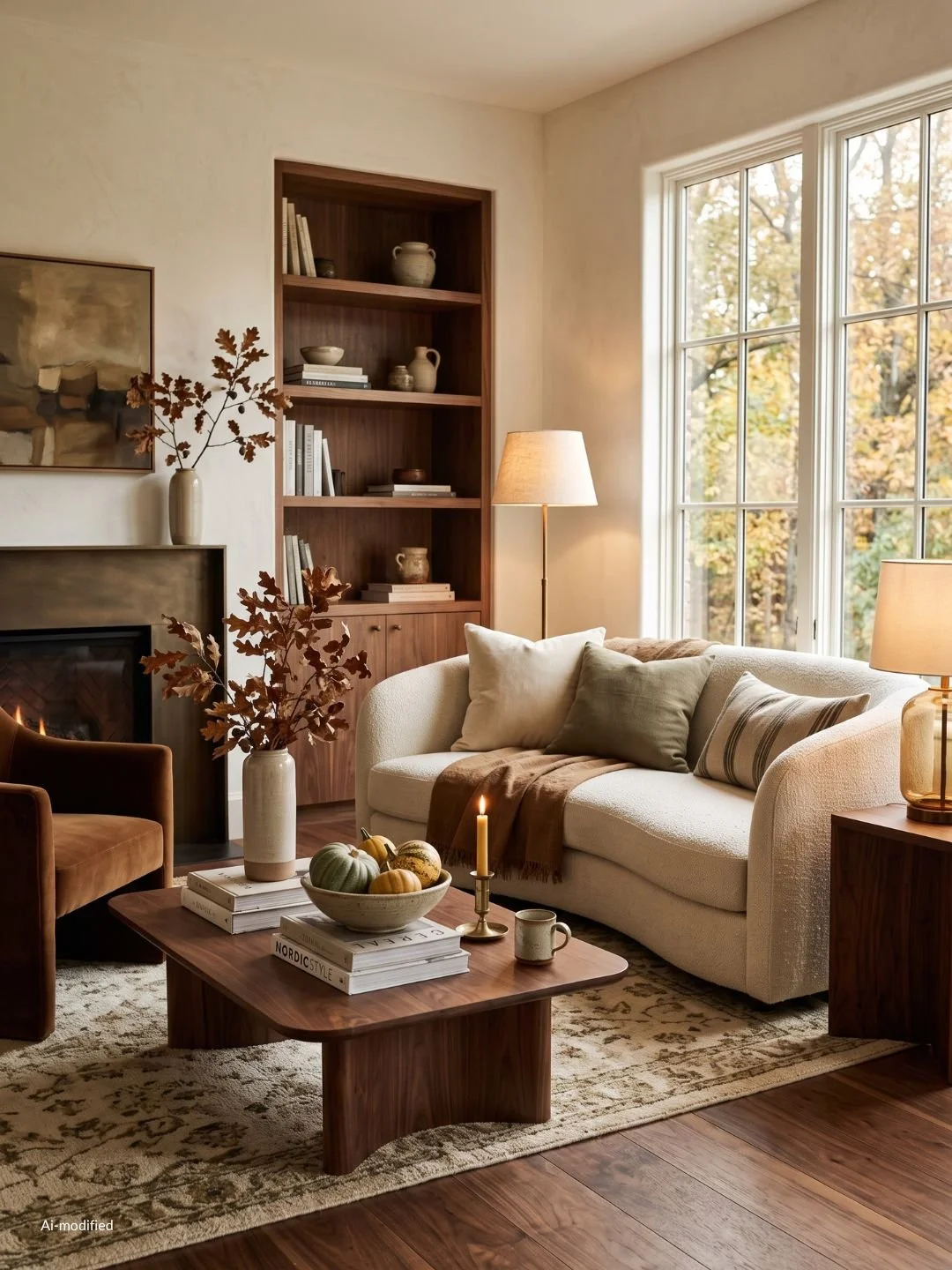 cozy living room with elevated fall decor